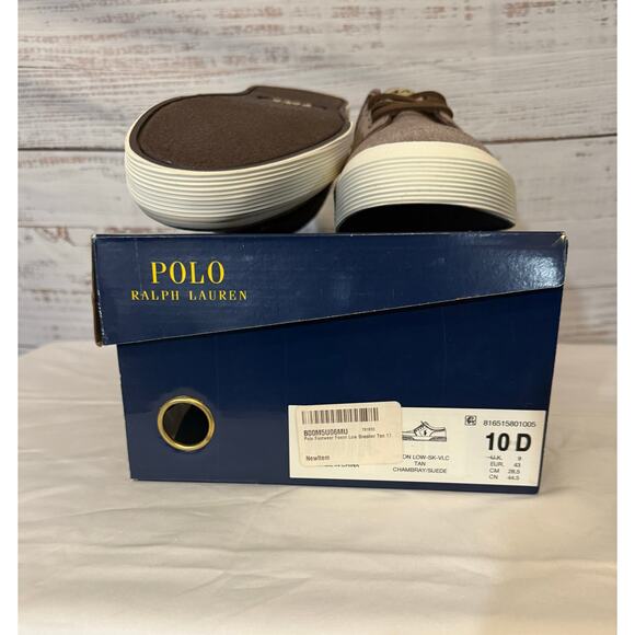 Polo Ralph Lauren Faxon Low Chambray Sneakers | Tan | Size 10D | New in Box - Picture 3 of 4
